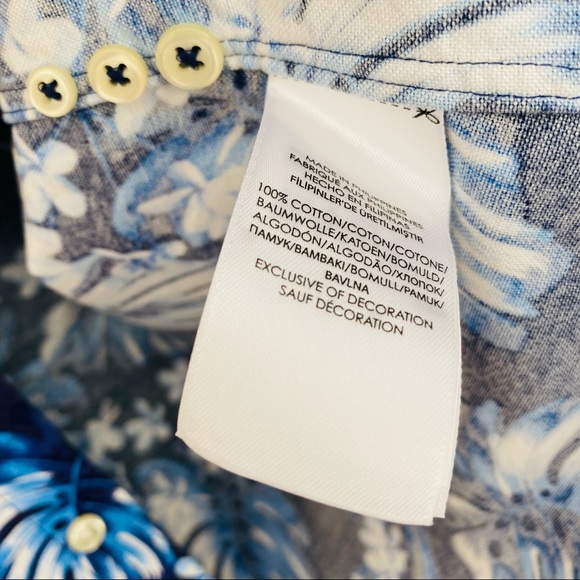 Ralph Lauren blue floral print button down Hawaiian shirt - Picture 5 of 7